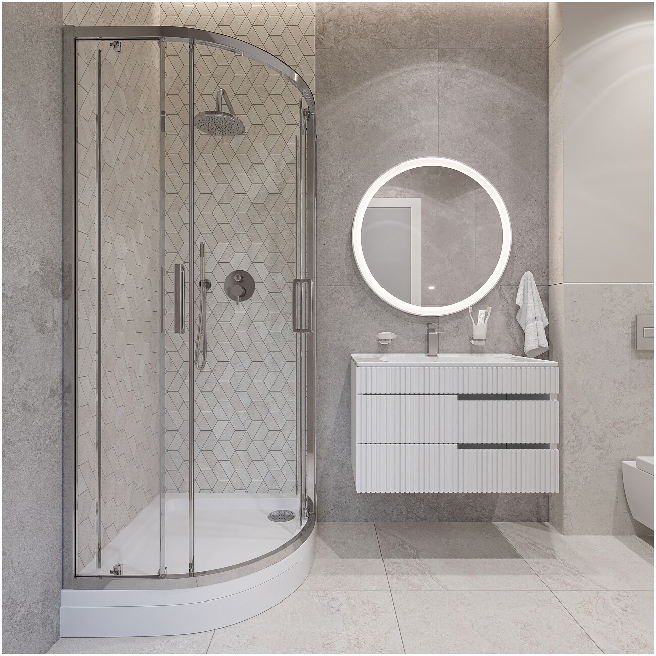 Поддон для душа акриловый четверть круга 80х80 см белый Diwo DS-circle - изображение 4