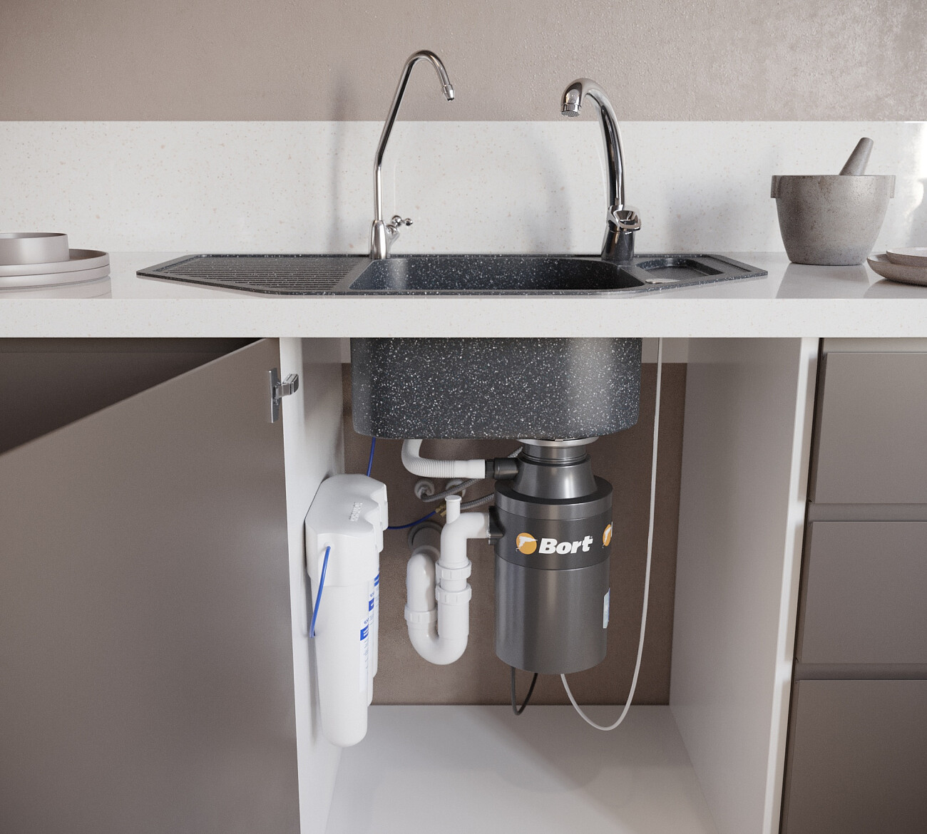 Мойка кухонная черная Domaci "Бьелла" DMC-10-308 - изображение 7