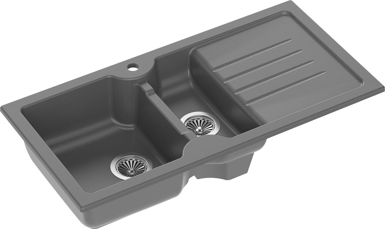 Мойка кухонная антрацит Domaci "Сиена" 54100-112 со смесителем Stworki HDA3338XH - изображение 2