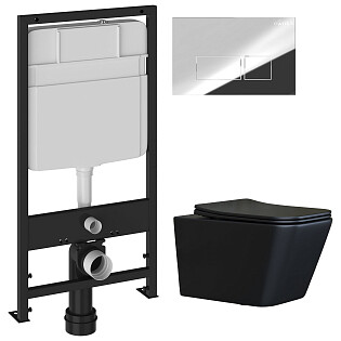 Унитаз Ceramicanova Metric CN3007MB с инсталляцией Ewrika ProLT 0026-2020, с кнопкой хром 0041