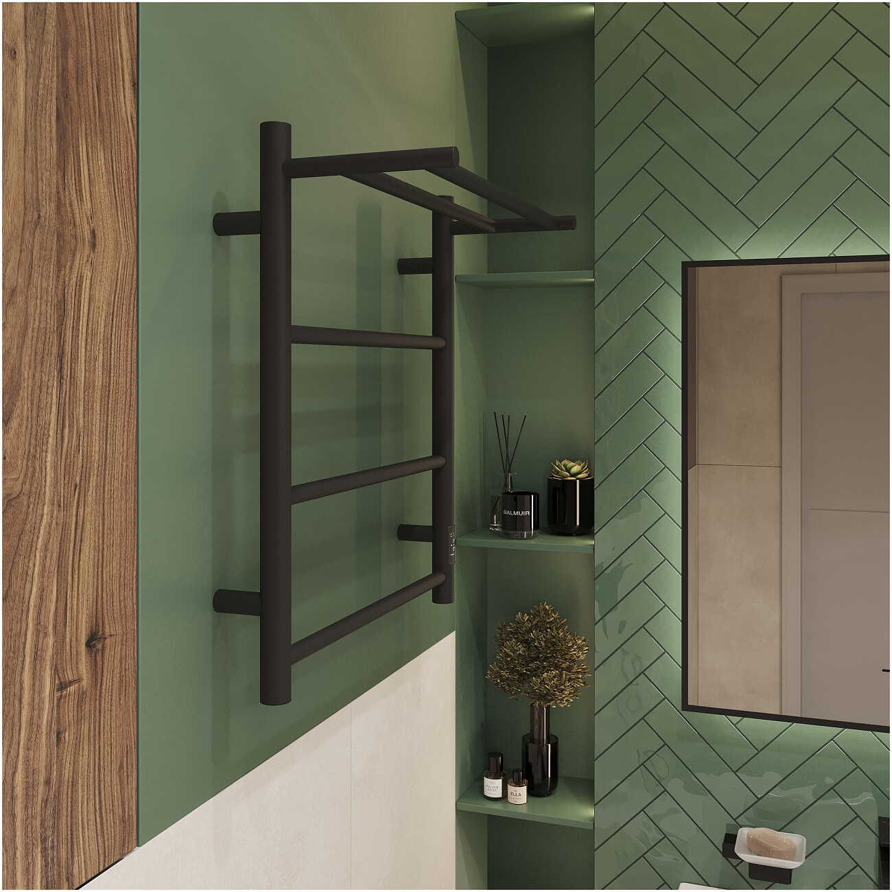 Полотенцесушитель электрический 60х50 см с полкой черный Ewrika "Сафо PN"  4657812418644 - изображение 8