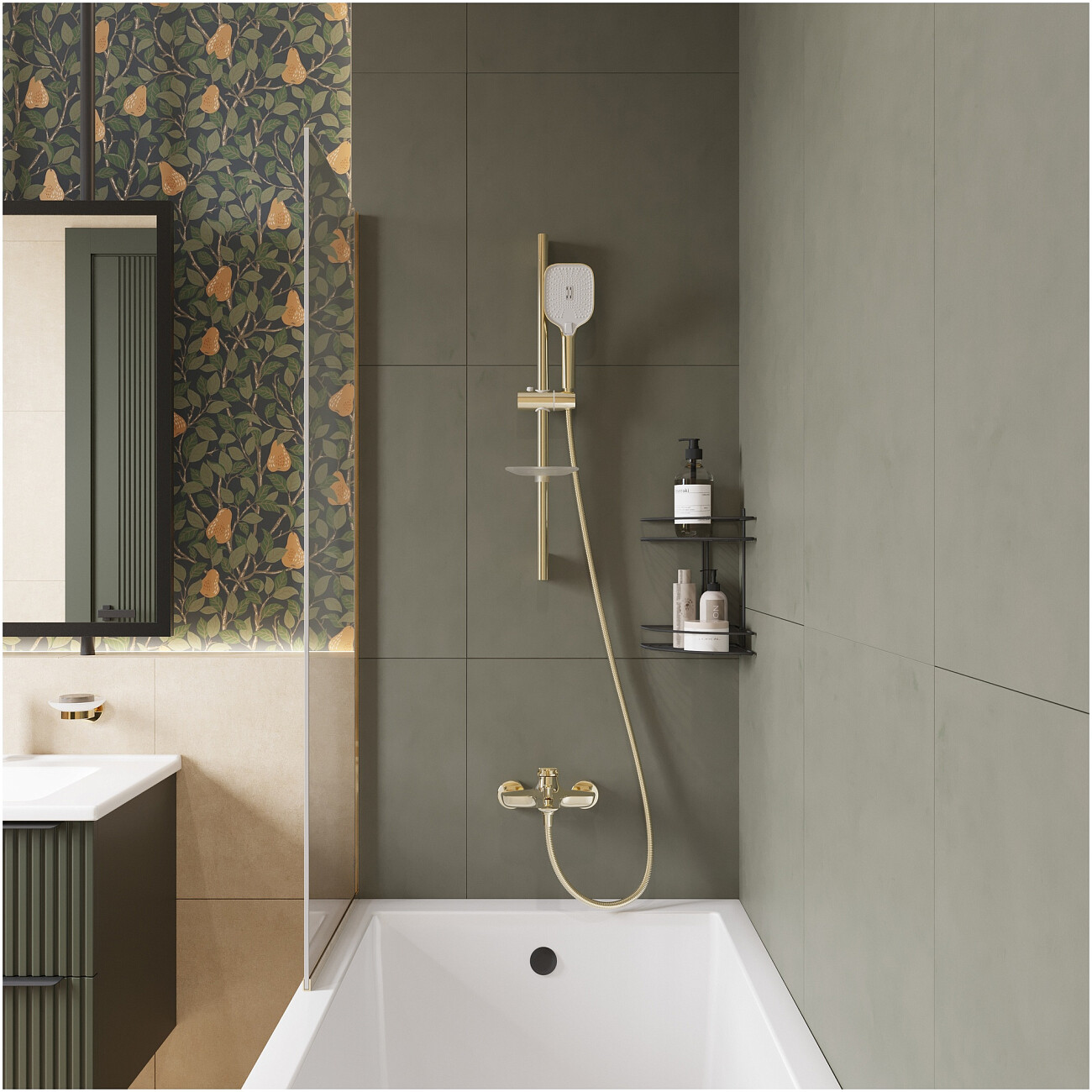 Смеситель для ванны с душем настенный золотой Stworki "Молде" S23100GG - изображение 6