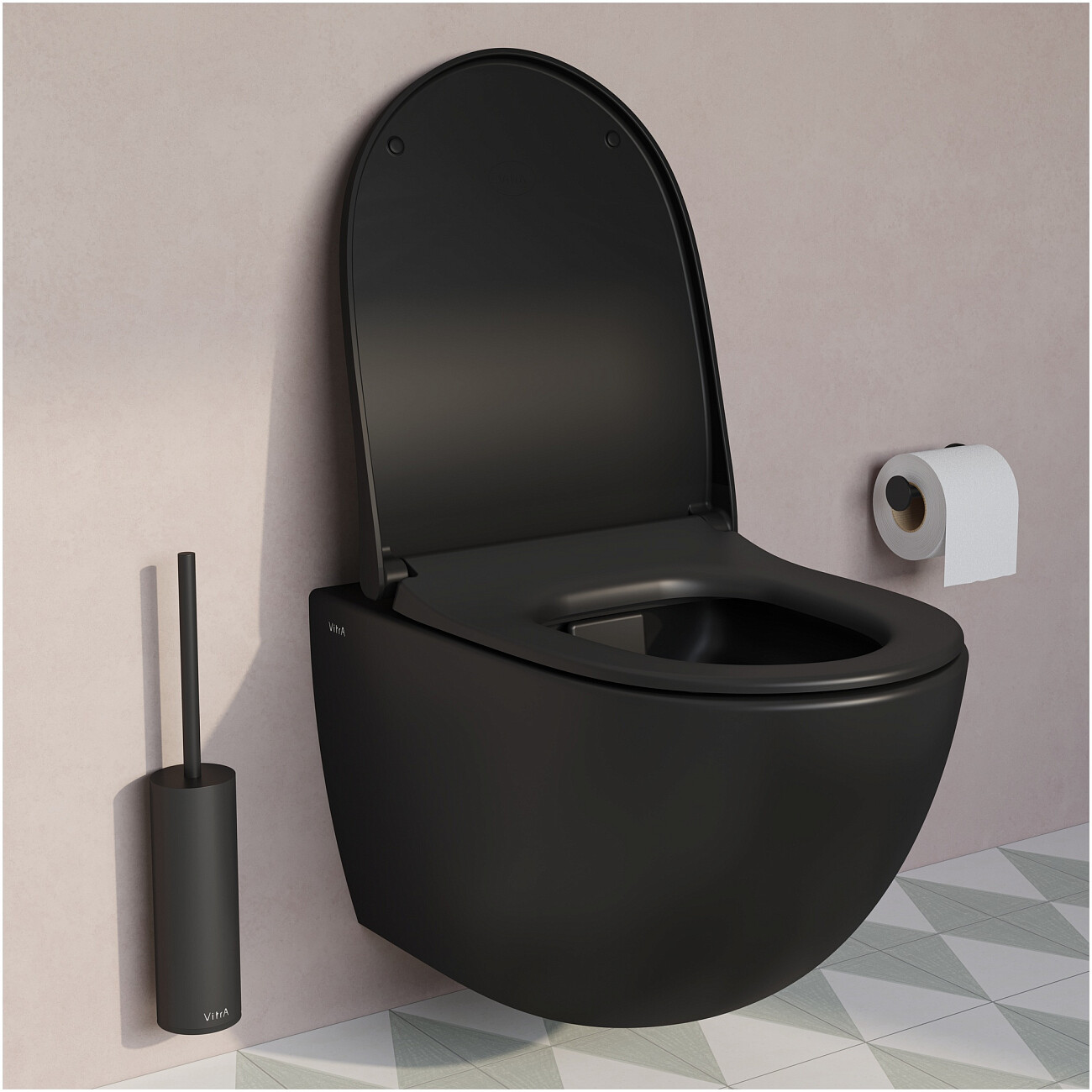 Унитаз подвесной безободковый матовый черный Vitra Sento 7748B083-0101 - изображение 3