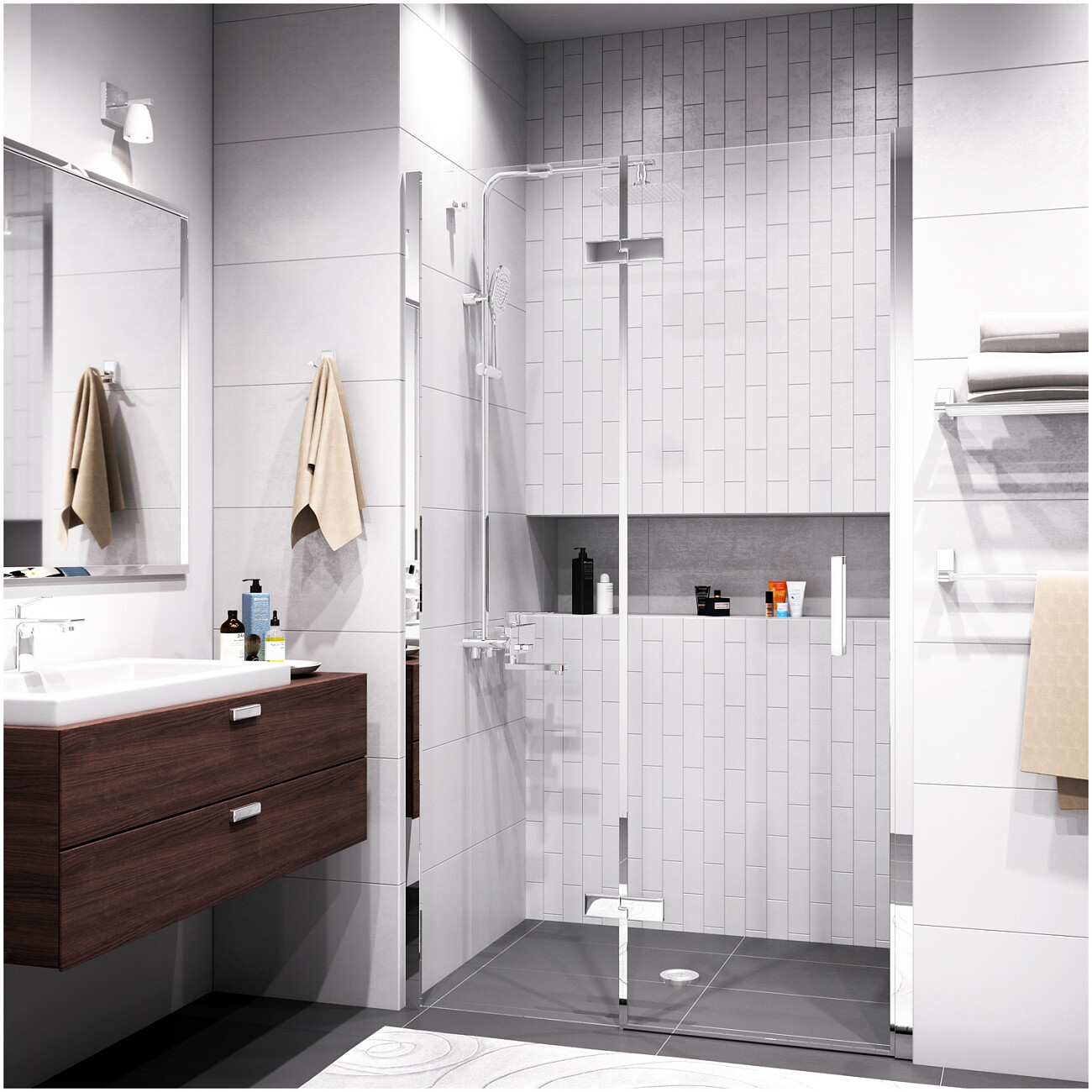 Душевая дверь распашная 120х200 см прозрачная, хром Wasserkraft Aller 10H05L - изображение 2