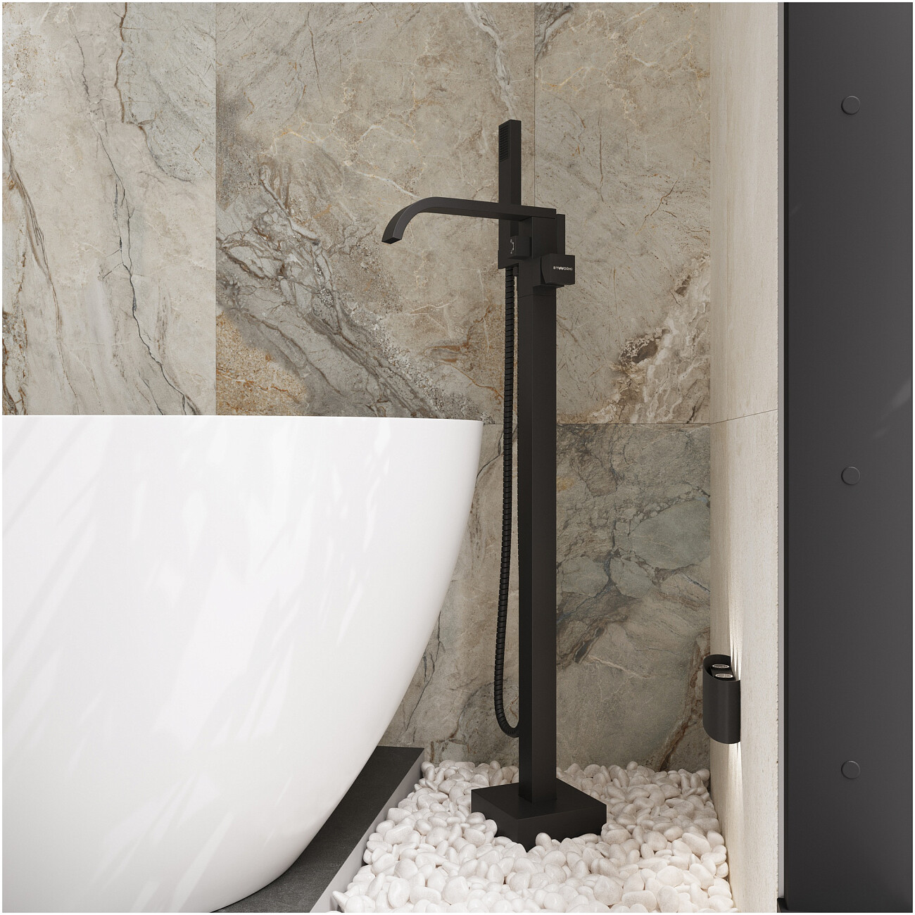 Смеситель напольный для ванны с душем черный Stworki "Эстерсунд" S31080BK - изображение 2