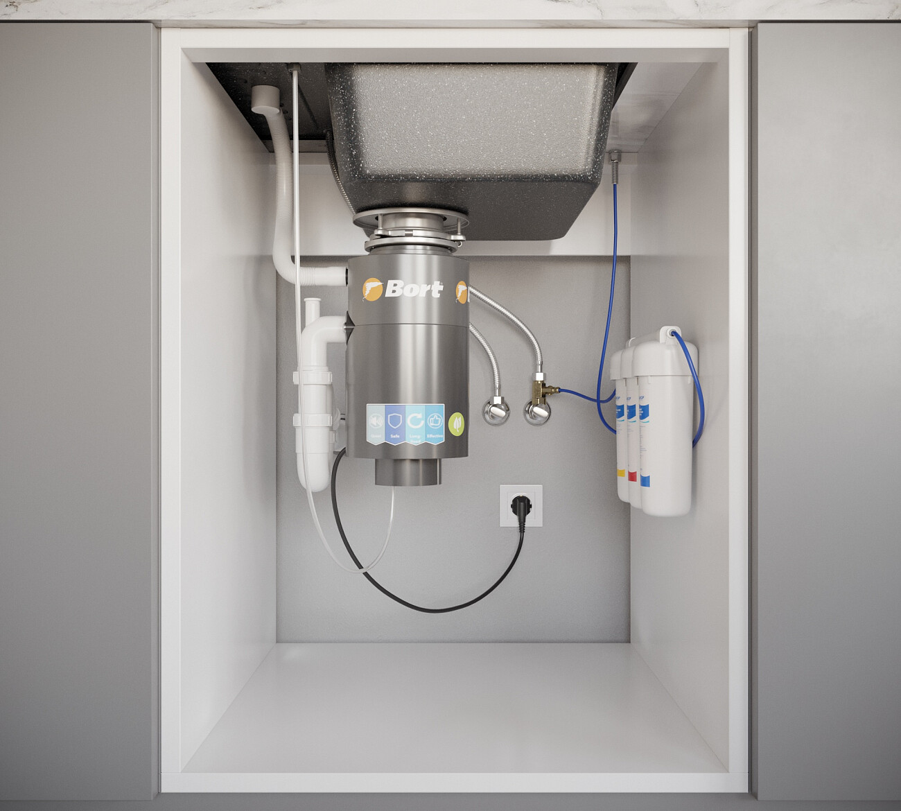 Мойка кухонная из искусственного мрамора прямоугольная 51х78 см черная Domaci "Бьелла" DMC-78 - изображение 9