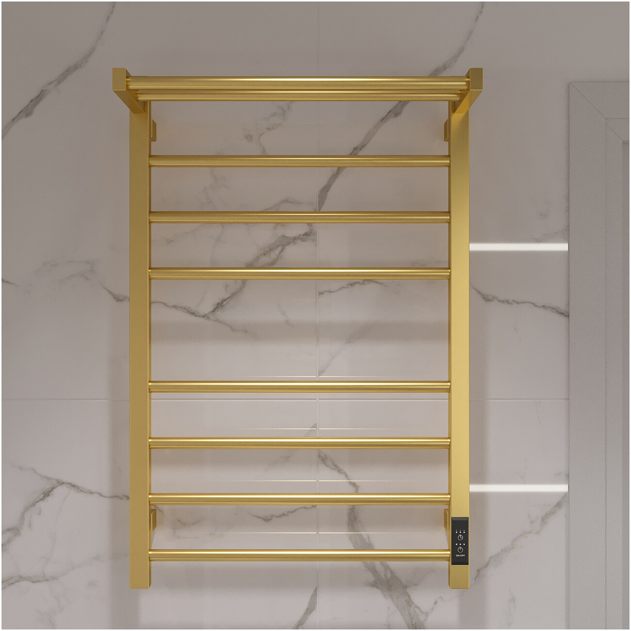 Полотенцесушитель электрический с полкой 80х50 см золотой Ewrika "Пенелопа" L2 4657819950802 - изображение 6