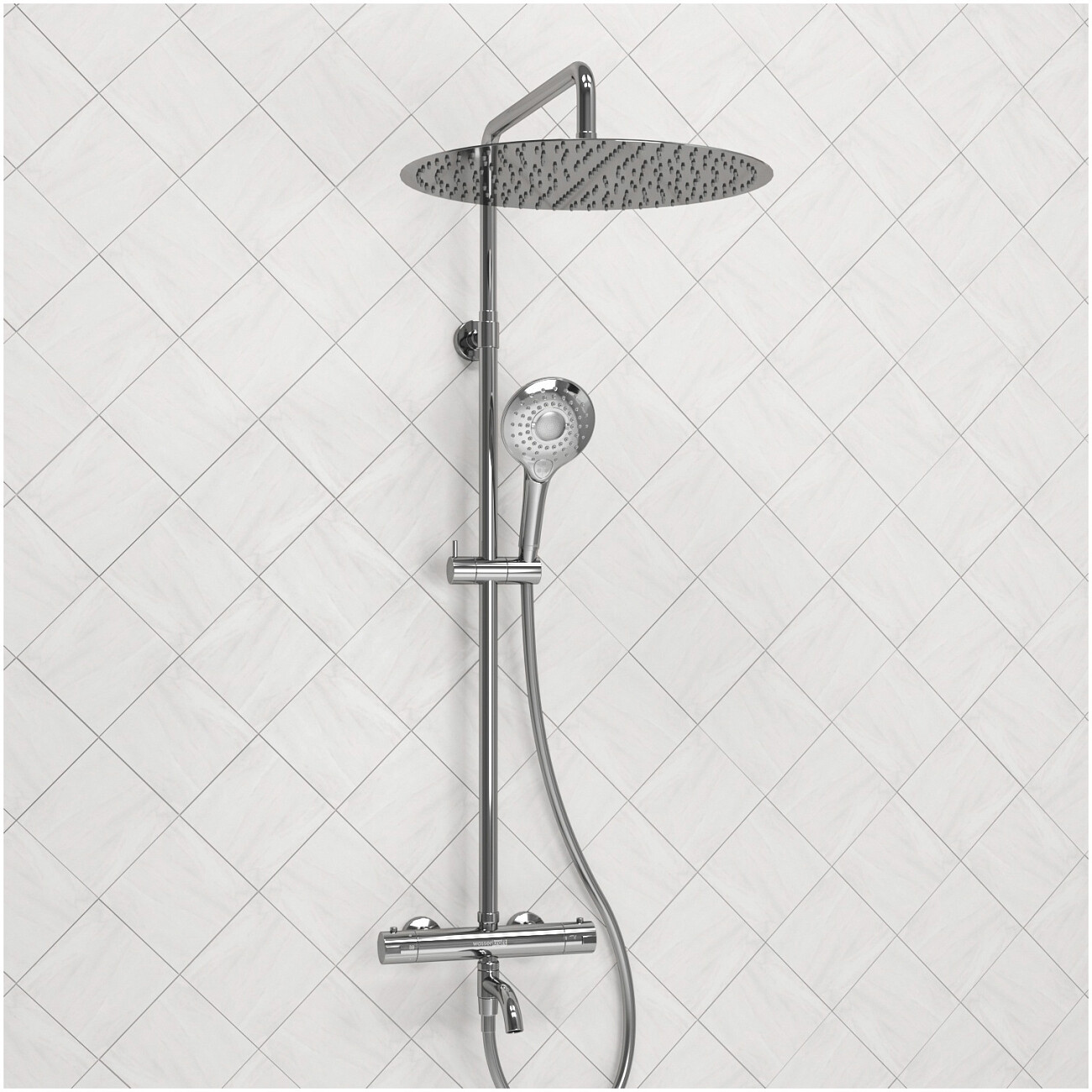 Душевой комплект с верхним душем и лейкой хром Wasserkraft A188.117.101.087.CH Thermo - изображение 2