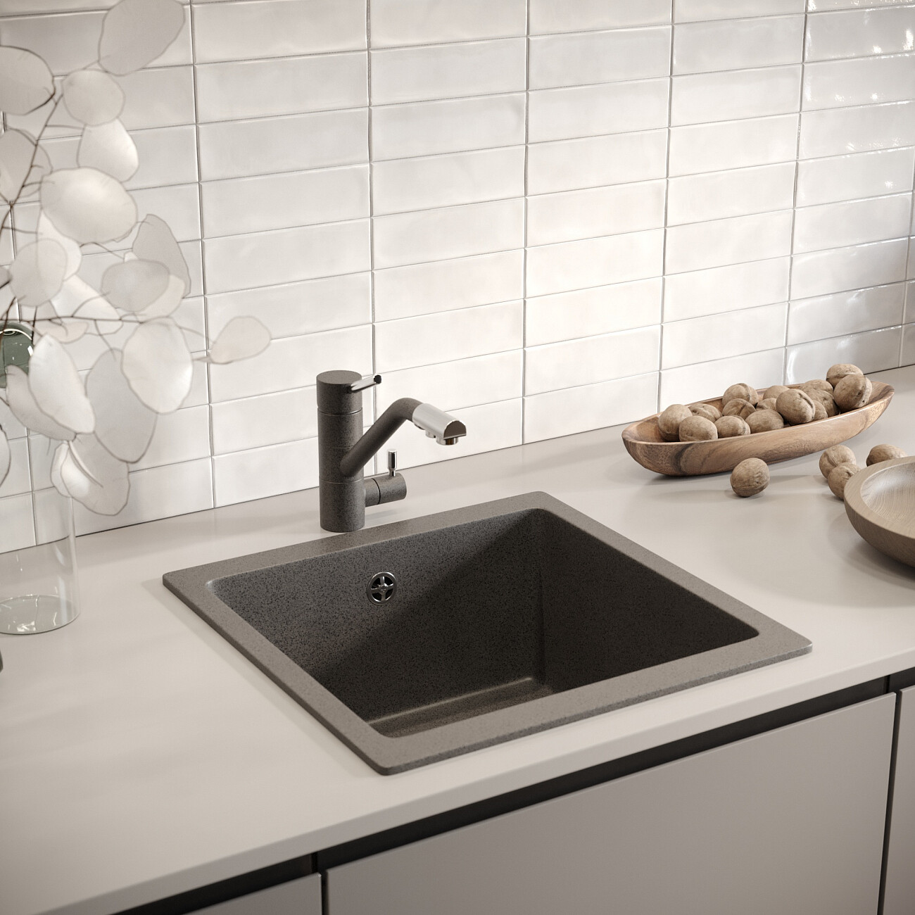 Смеситель для кухни однорычажный с изливом для фильтрованной воды антрацит Domaci "Солерно" DC-3008 - изображение 4