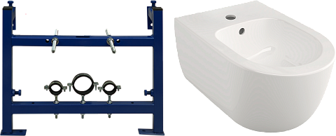 Биде подвесное белое Berges Ego 082017 с инсталляцией Stworki 540201