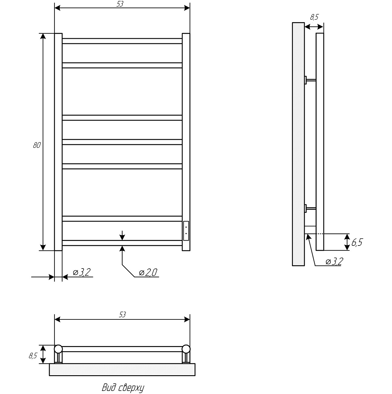 Полотенцесушитель электрический 80х50 см черный Ewrika "Пенелопа" L1 4657801249532 - изображение 2