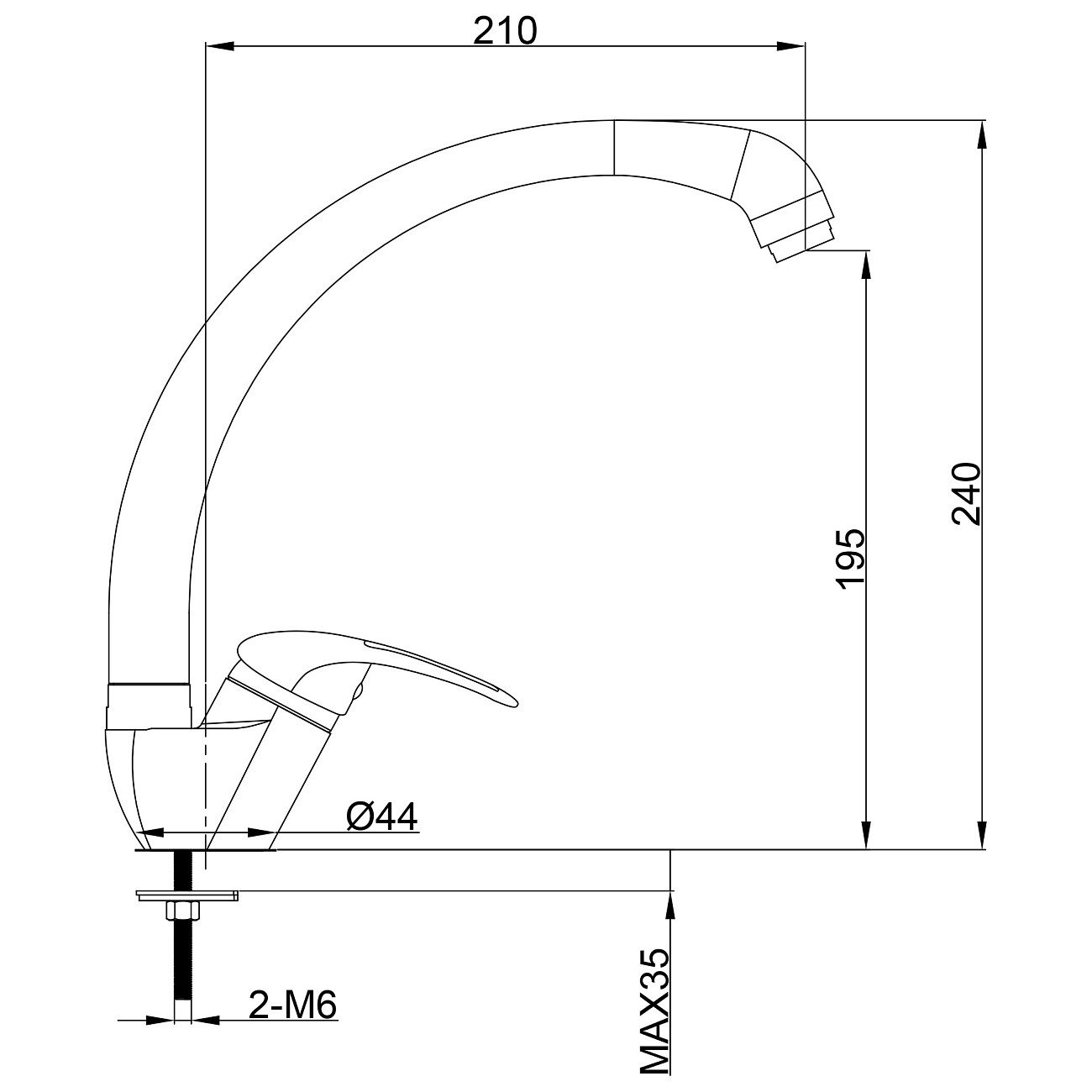 Смеситель для кухни однорычажный хром Juguni Phoenix JGN0420-С 0402.612 - изображение 9