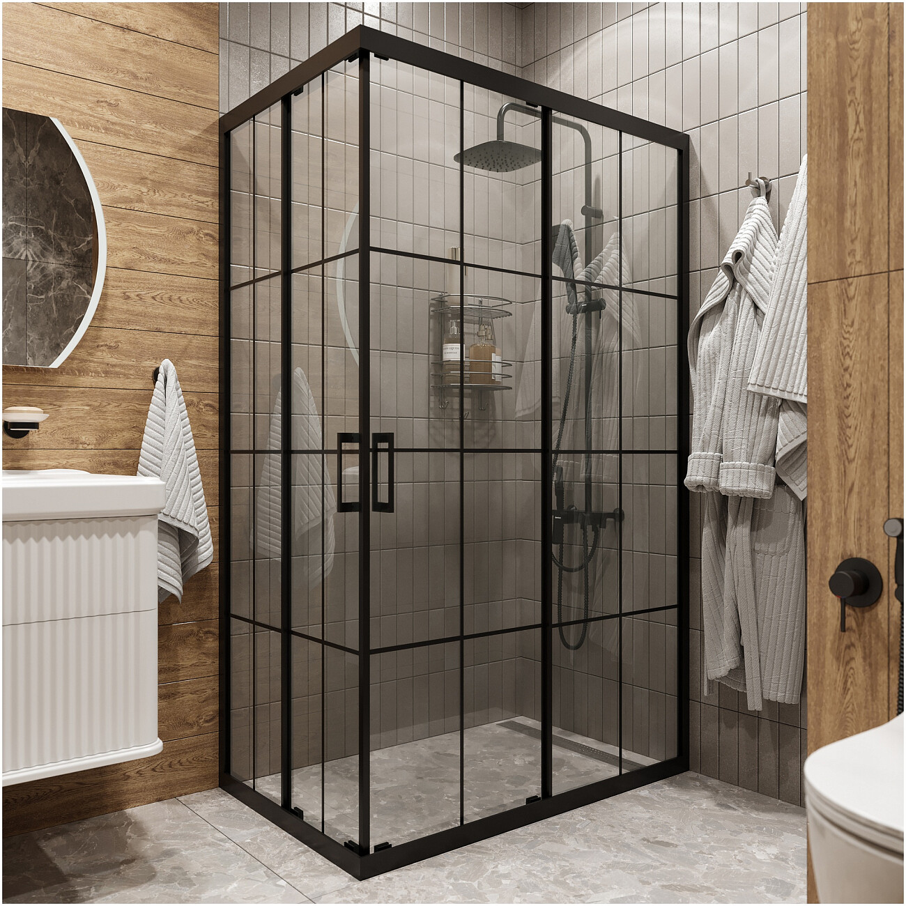 Душевой уголок прямоугольный 70х110 см черный Diwo "Киров" - изображение 2