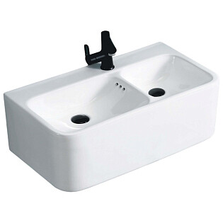 Раковина подвесная двойная фарфоровая прямоугольная 40х75 см белая Cerutti SPA Double Como CT9700