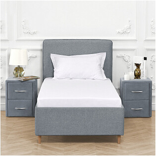 Кровать односпальная с ортопедическим основанием 90х200 серо-голубая Costa