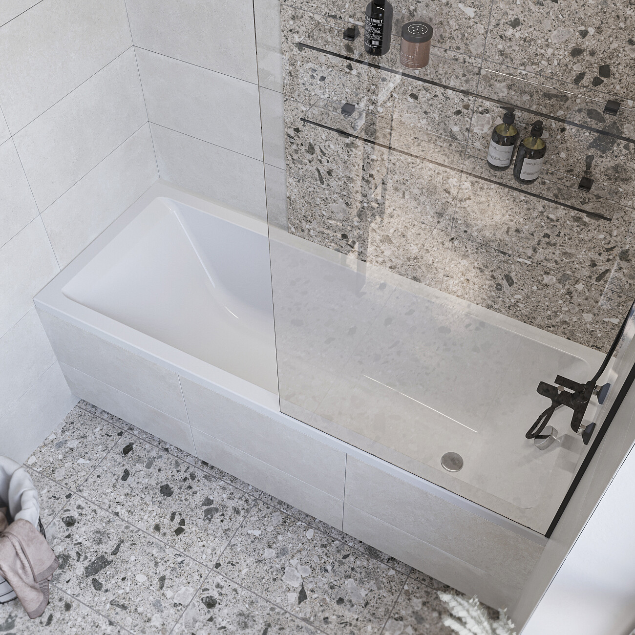 Штора на ванну неподвижная 80х150 см прозрачная, черная Diwo "Ростов" 4GW013 - изображение 5