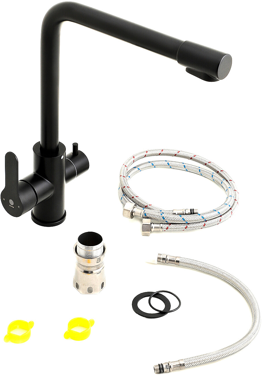 Смеситель для кухни из латуни черный матовый Domaci "Равенна" TR-01b - изображение 6