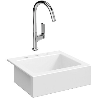 Мойка 3 отверстия белый глянец Domaci &quot;Сиена&quot; 50166-101 со смесителем Stworki HDA4228XH2