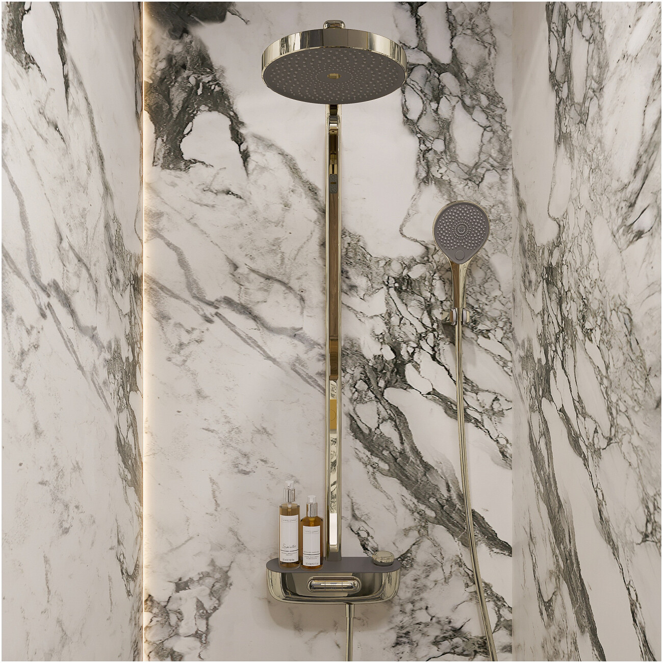 Душевая стойка с верхним душем золотая Stworki "Гётеборг" S03170GG - изображение 7