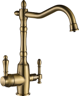 Смеситель для кухни однорычажный с изливом для фильтрованной воды бронзовый Domaci &quot;Равенна&quot; U-18