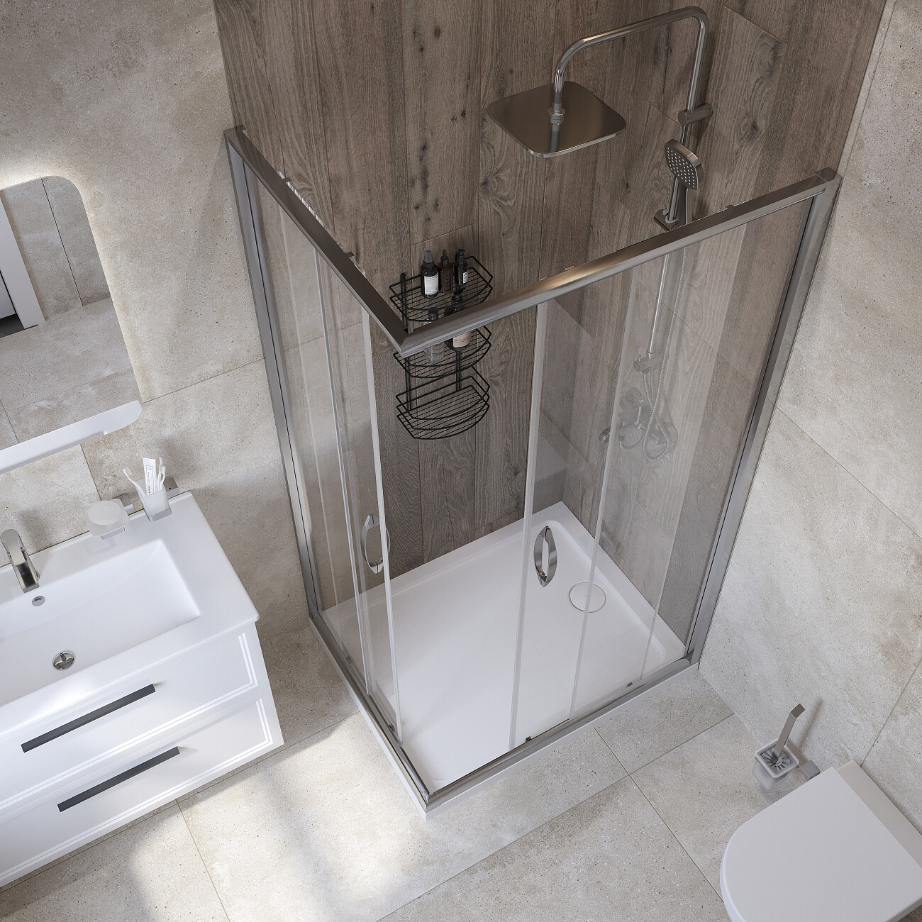 Душевой уголок прямоугольный 100х80 см хром Diwo "Суздаль" DS-SU-80х100-CR - изображение 5