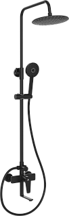 Душевой комплект с верхним душем и смесителем для ванны и душа черный Stworki &quot;Вестерос&quot; VS-04b