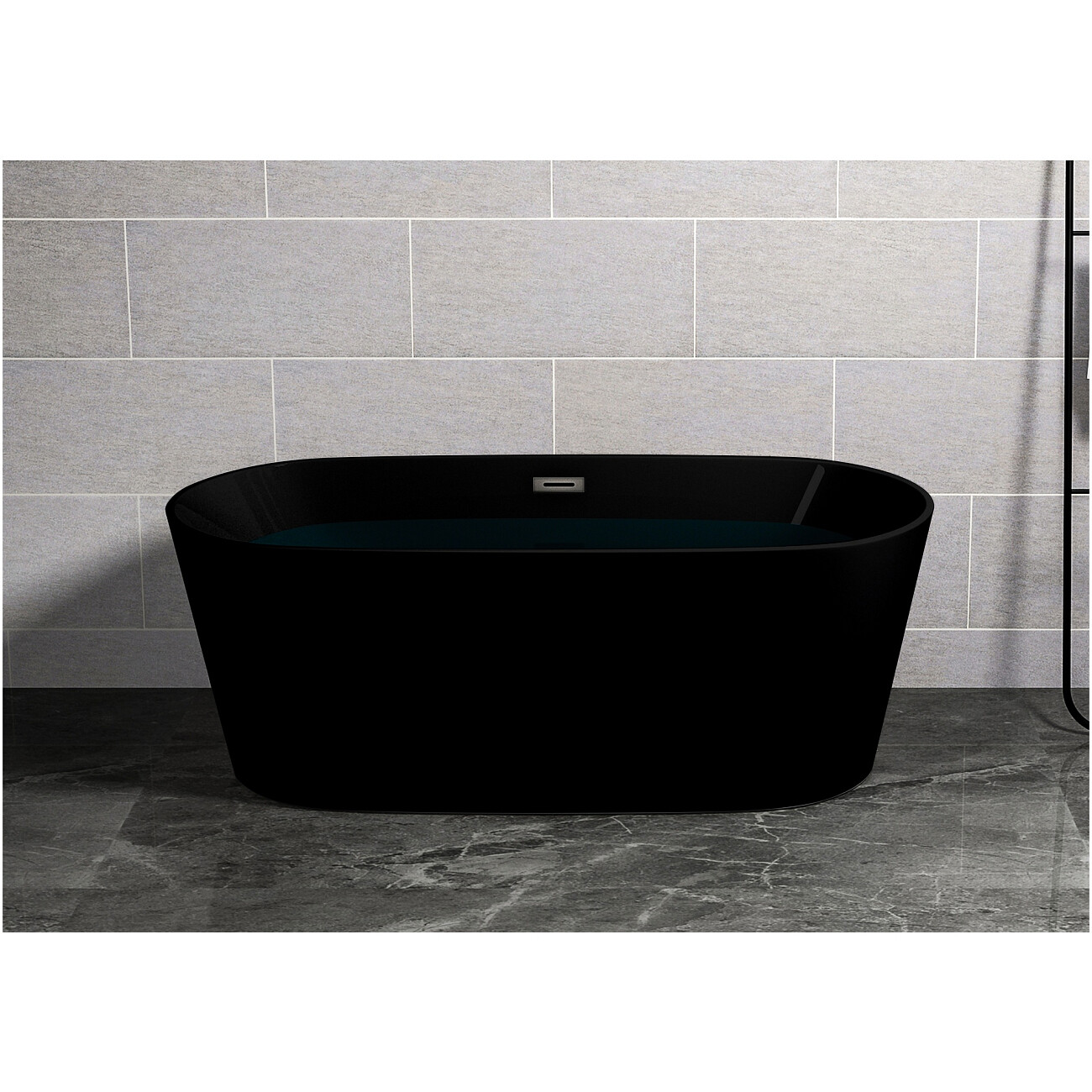 Ванна акриловая отдельностоящая со сливом-переливом черная матовая Cerutti SPA Resia MB CT9905 - изображение 4