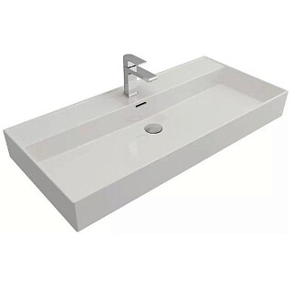 Раковина накладная фарфоровая 100 см белая Bocchi Milano 1378 1378-001-0126