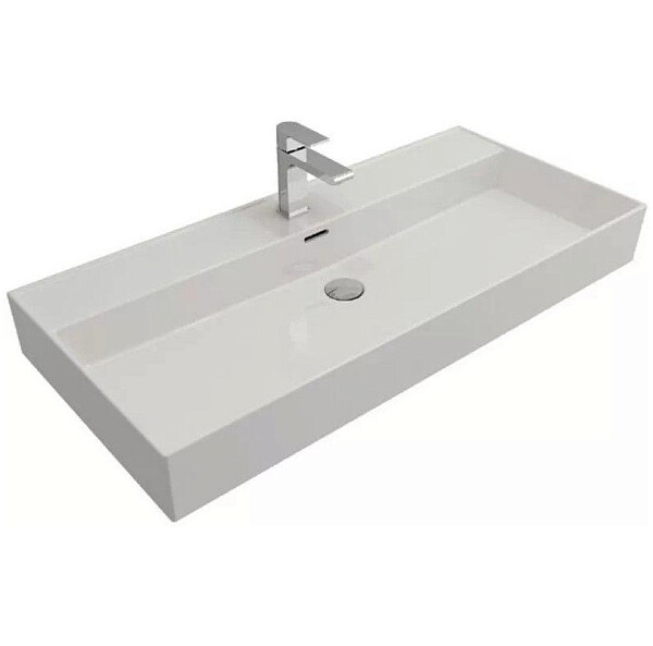 Раковина накладная фарфоровая 100 см белая Bocchi Milano 1378 1378-001-0126 - изображение 1