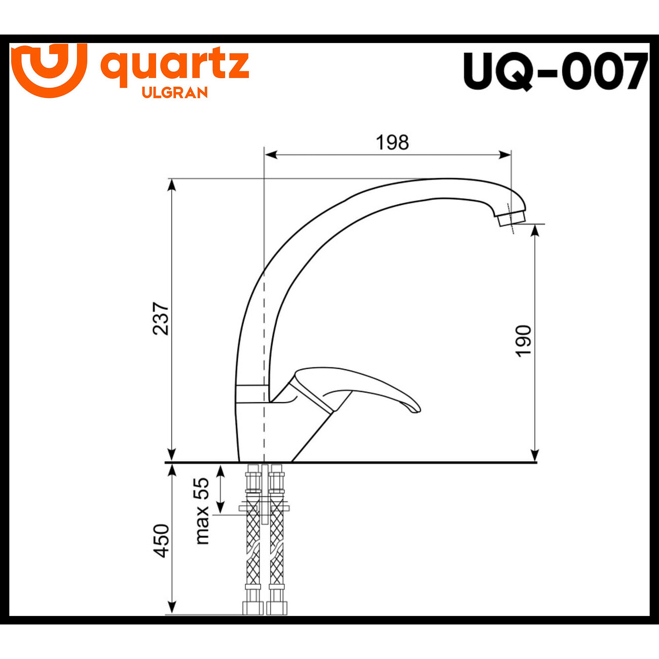 Смеситель для кухни однорычажный лен Ulgran Quartz UQ-007-02 - изображение 2