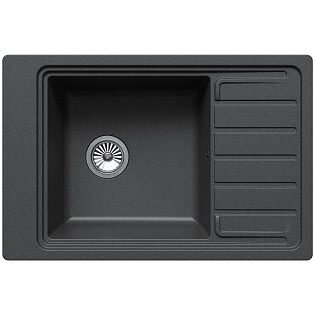 Мойка кухонная кварцевая прямоугольная 51х77 см антрацит Domaci &quot;Римини&quot; DG U-501