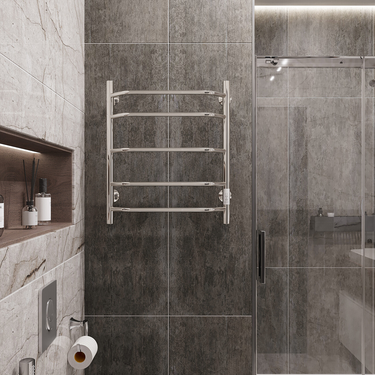 Полотенцесушитель электрический 60х50 см хром Ewrika "Сафо БР3" - изображение 3