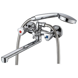 Смеситель для ванны двухвентильный с душевым гарнитуром хром Ammore A4584-F