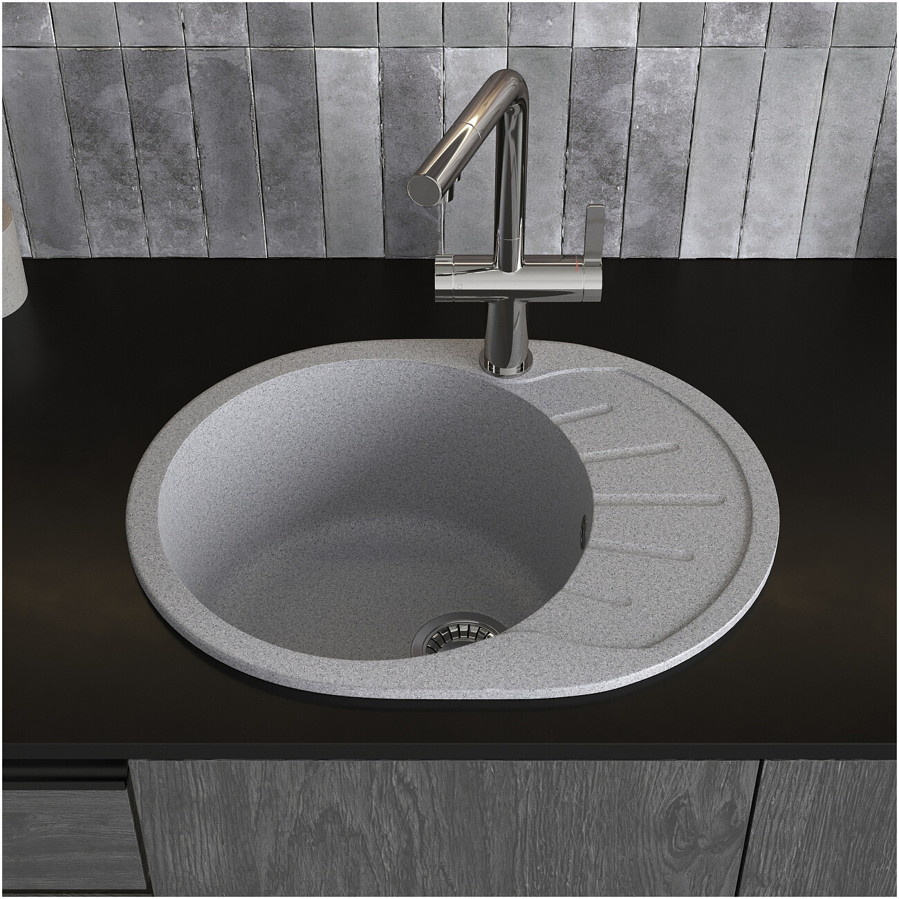 Мойка кухонная серая Domaci "Болонья" М-10-005 - изображение 7