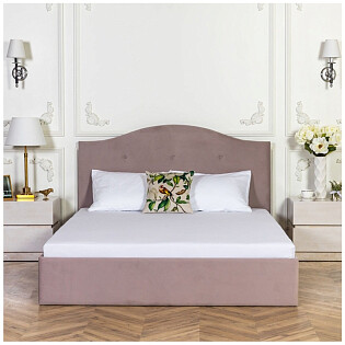 Кровать двуспальная с подъемным механизмом и ящиком для белья 160х200 жемчужно-серая Veda