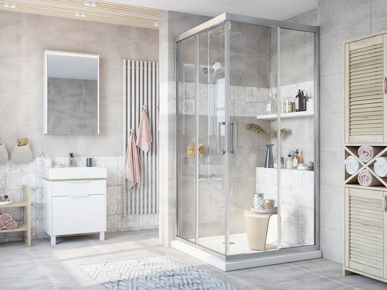 Душевой уголок 95х95 см хром матовый, прозрачное стекло Stworki "Дублин" - изображение 5