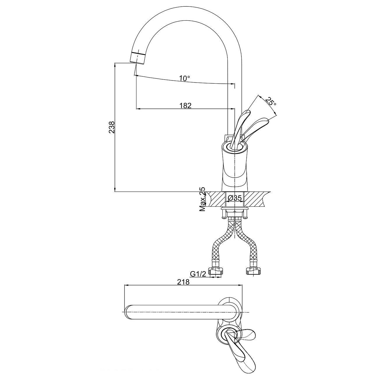 Смеситель для кухни латунный хром D&K Venice Baciano DA1032441 - изображение 2