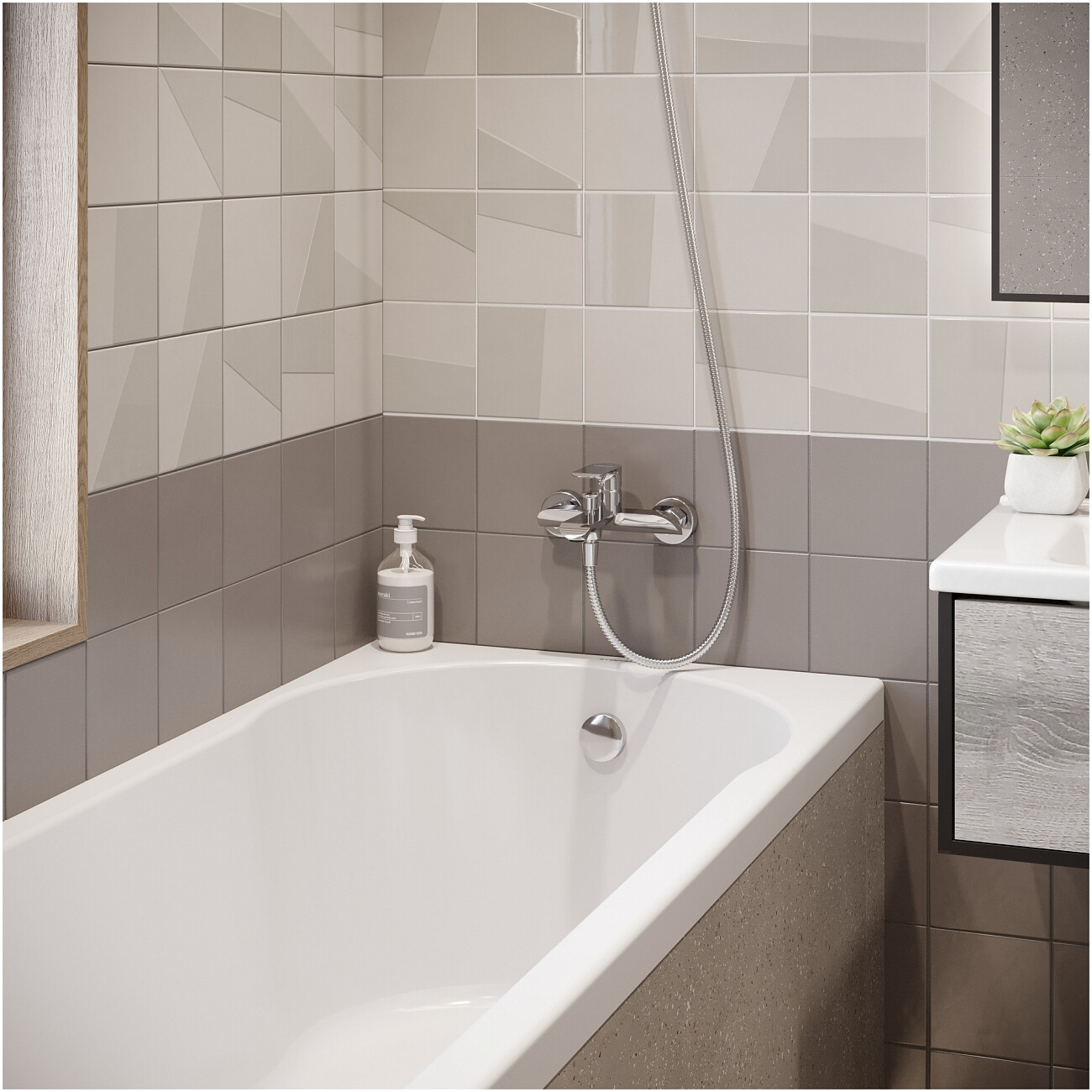 Смеситель для ванны с душем настенный хром Stworki "Копенгаген" S42100CR - изображение 6