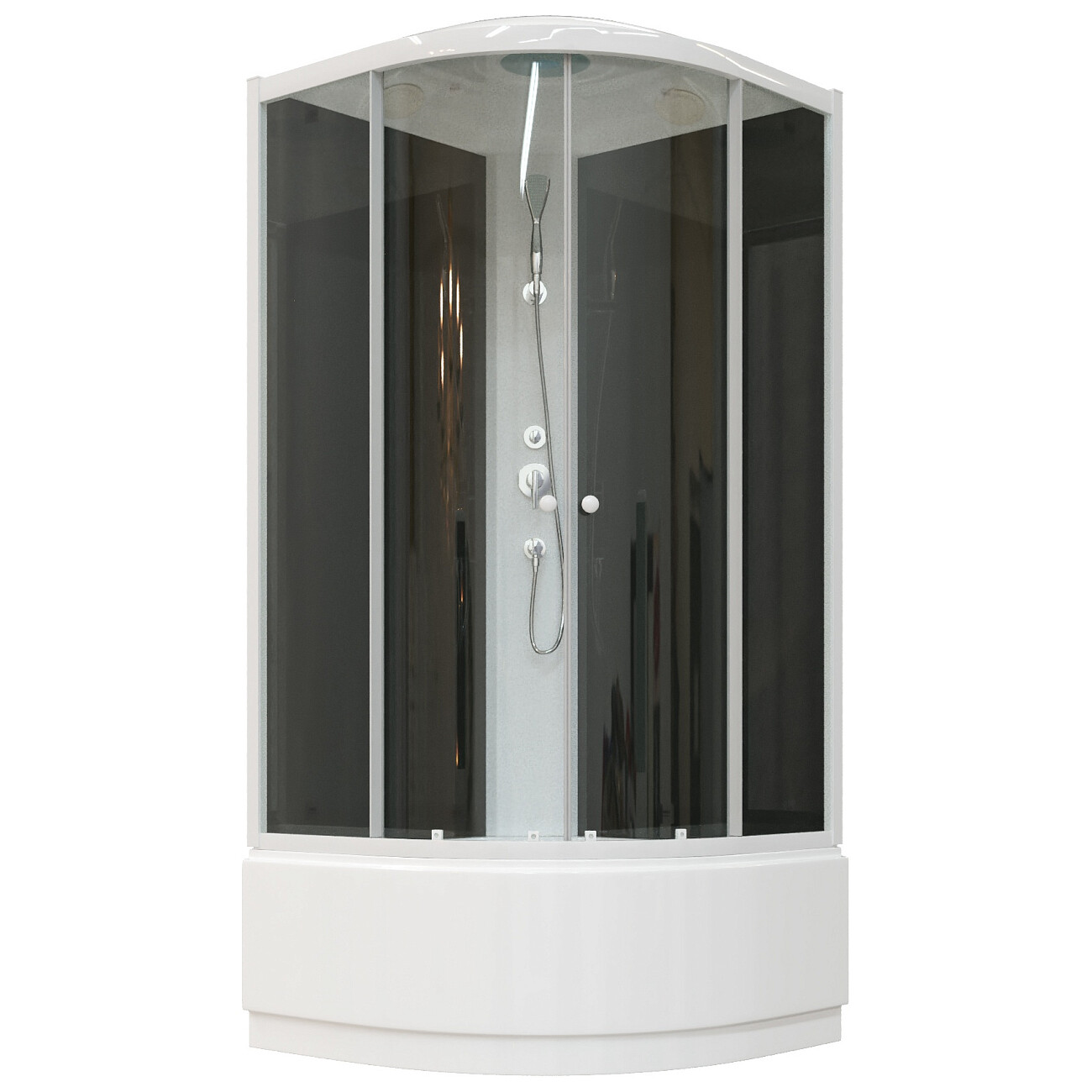 Душевая кабина четверть круга с высоким поддоном 100х100 см белая, черная Parly EC1021 - изображение 3