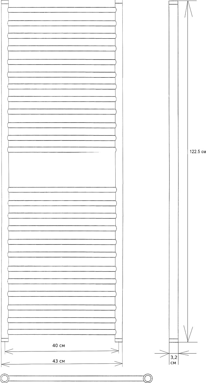 Полотенцесушитель водяной 120х40 см хром Ewrika "Медея" S 4656754411393 - изображение 2