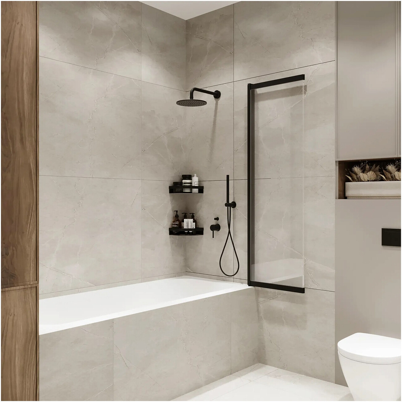 Душевая штора на ванну стеклянная 90х150 см черная Reflection Slider RX15090CBL-21 - изображение 5