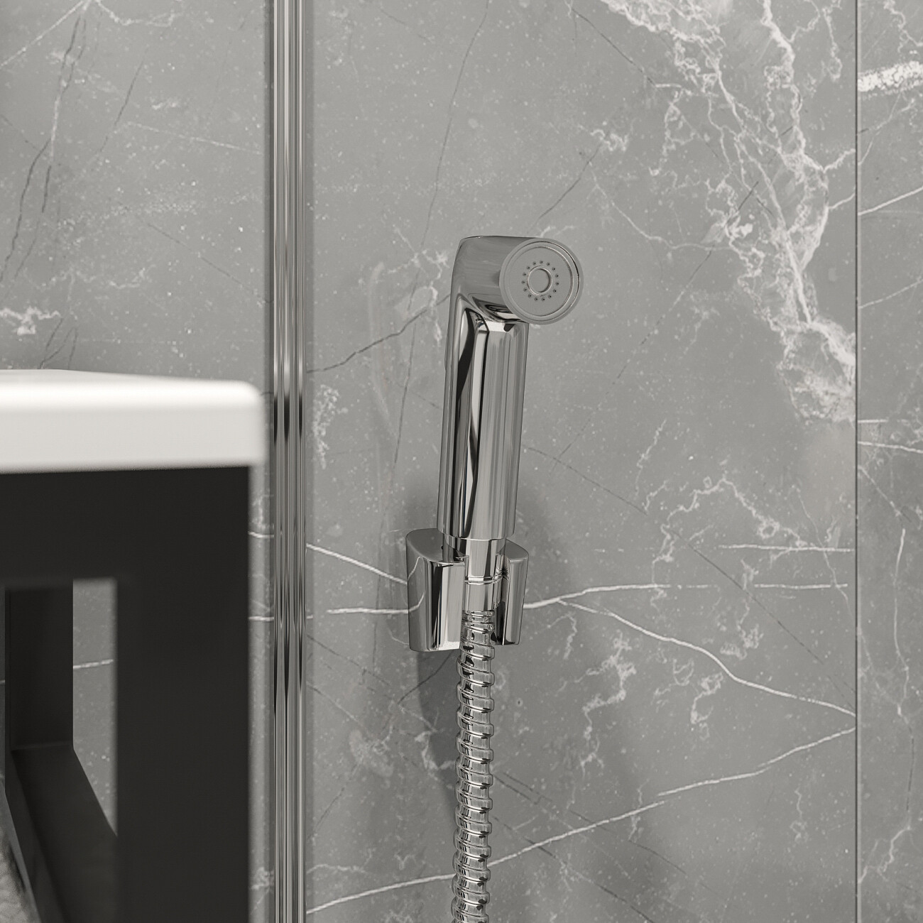  Гигиенический душ с держателем и шлангом хром Diwo "Коломна" KL-09cr - изображение 5