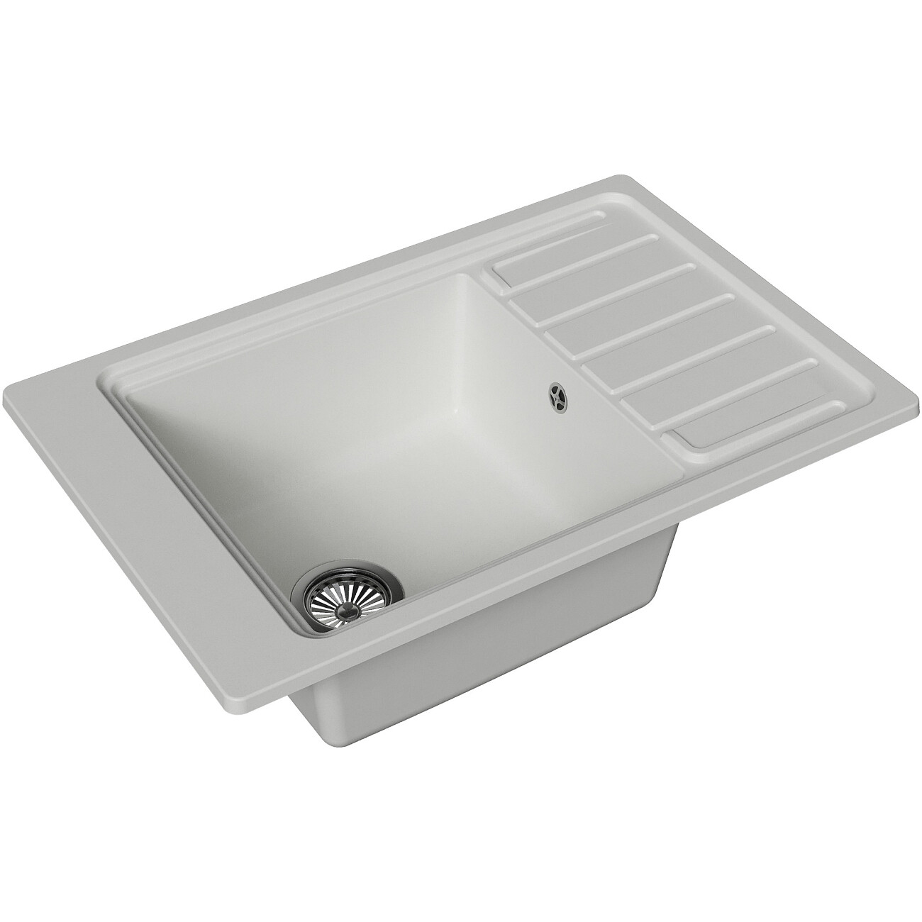 Мойка кухонная кварцевая прямоугольная 51х77 см белая Domaci "Римини" DG U-650 - изображение 7