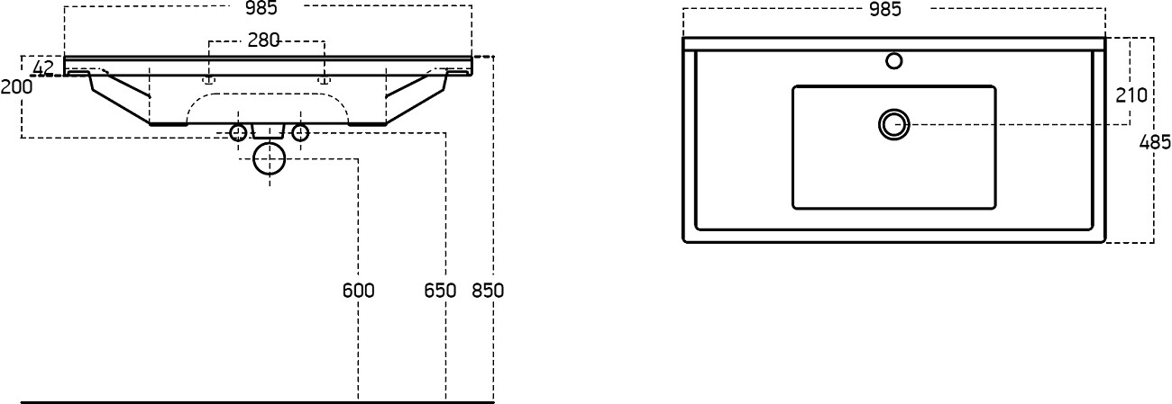 Раковина накладная керамическая прямоугольная 48,5х99 см белая Stworki 8100-KL - изображение 2