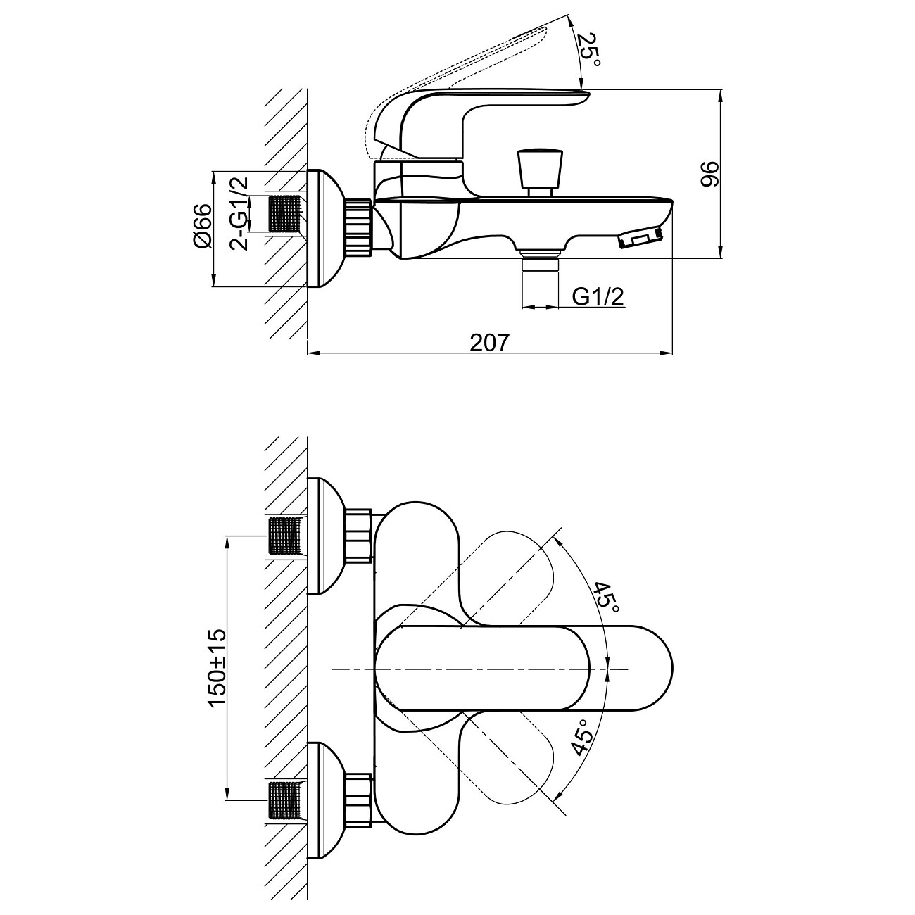 Смеситель для ванны однорычажный с душевым гарнитуром хром D&K Venice Gondola DA1023201 - изображение 2