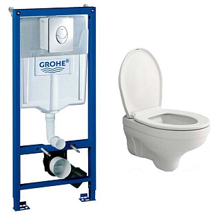 Унитаз белый Bocchi Taormina Pro Rimless 1451-001-0129 с инсталляцией Grohe Rapid SL 38721001