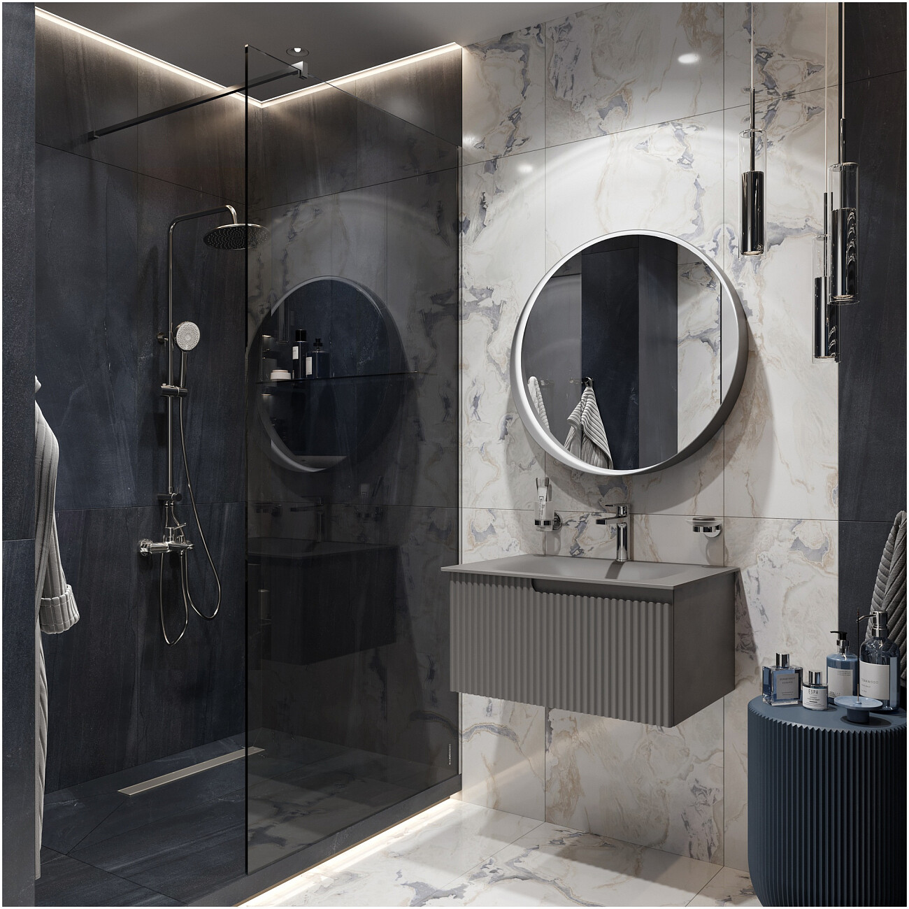 Раковина мебельная стеклянная 70 см серая Stworki "Вестфолл" - изображение 8