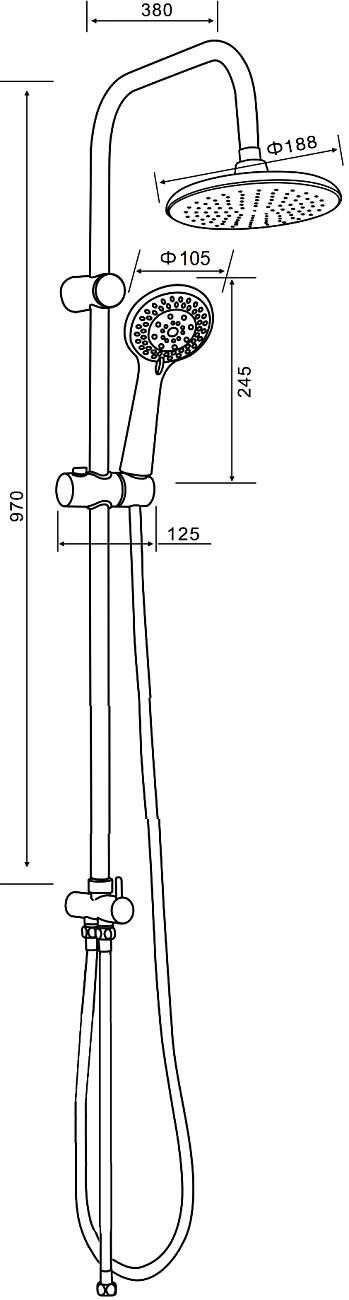 Душевая стойка с верхним душем и держателем хром Stworki "Копенгаген" KP-06cr - изображение 2
