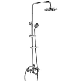 Душевой комплект с поворотным изливом, с лейкой &quot;Тропический дождь&quot; хром Rossinka RS42-46