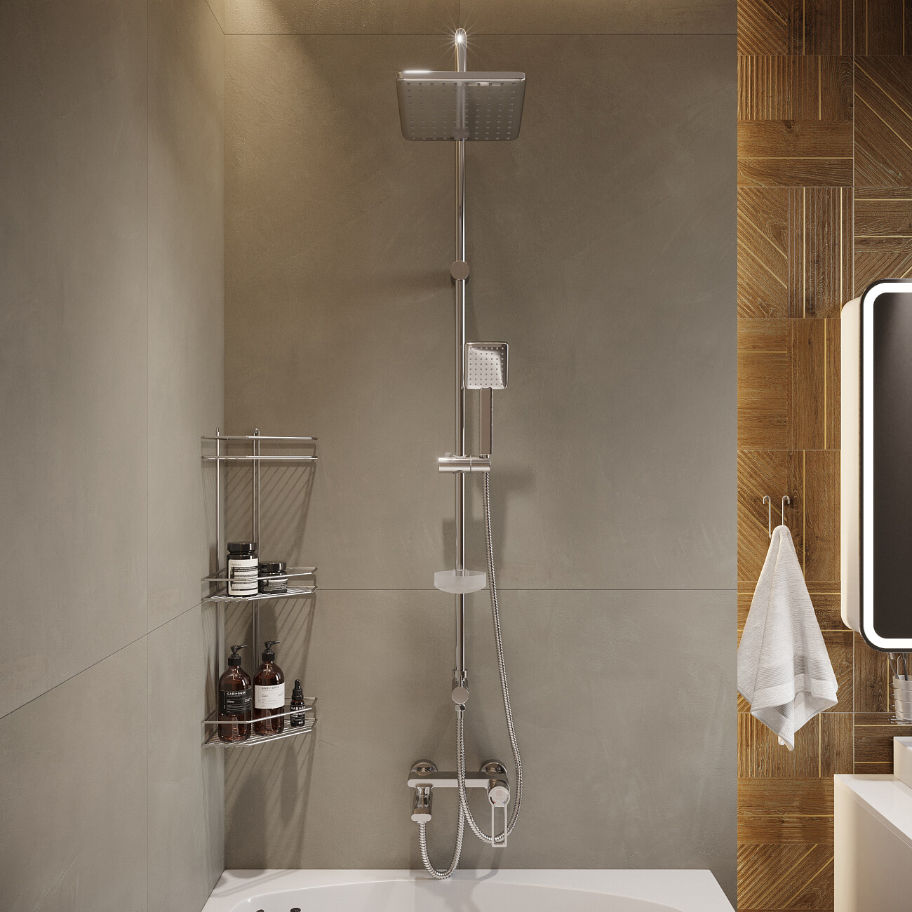 Смеситель для ванны с душем настенный с аэратором хром Stworki "Копенгаген" KP-02cr - изображение 3